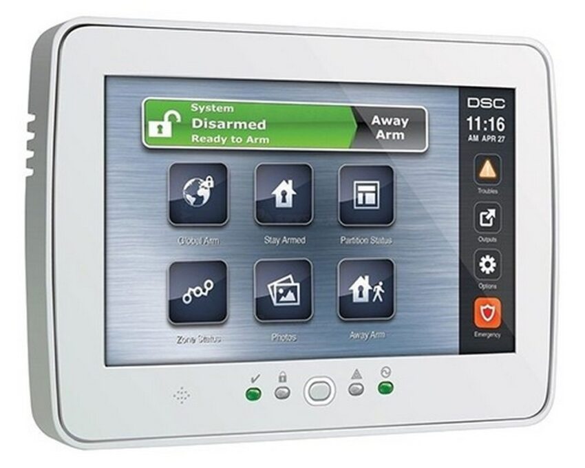Tastatura touch screen DSC PRO-HS2TCH, color, 7 inch, 248 zone, rezolutie 800x480, cititor de taguri incorporat
