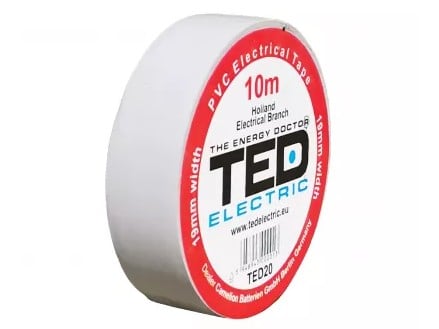 Banda izolatoare PVC 10m x 19mm, pentru protectia si izolarea cablurilor, alb, TED TED004826 1 Banda izolatoare PVC 10m x 19mm, pentru protectia si izolarea cablurilor, alb, TED TED004826