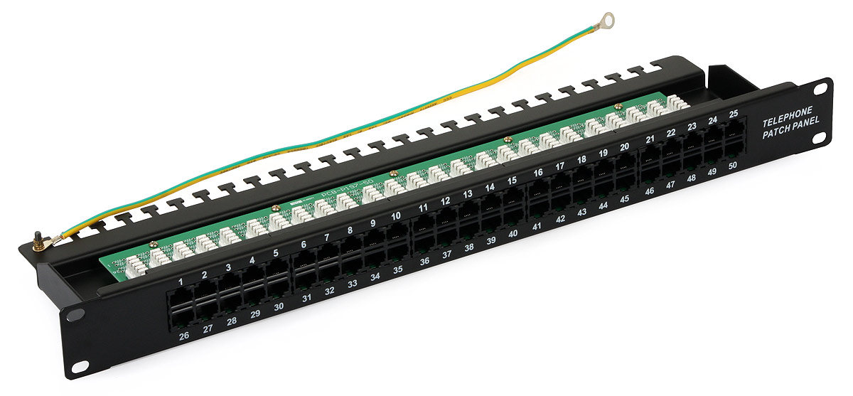 Patch Panel telefonic 1U, 50 porturi 8P4C, cu suport pentru cablu, montaj rack 19 inch, TS-PP-TEL-50P 1 Patch Panel telefonic 1U, 50 porturi 8P4C, cu suport pentru cablu, montaj rack 19 inch, TS-PP-TEL-50P