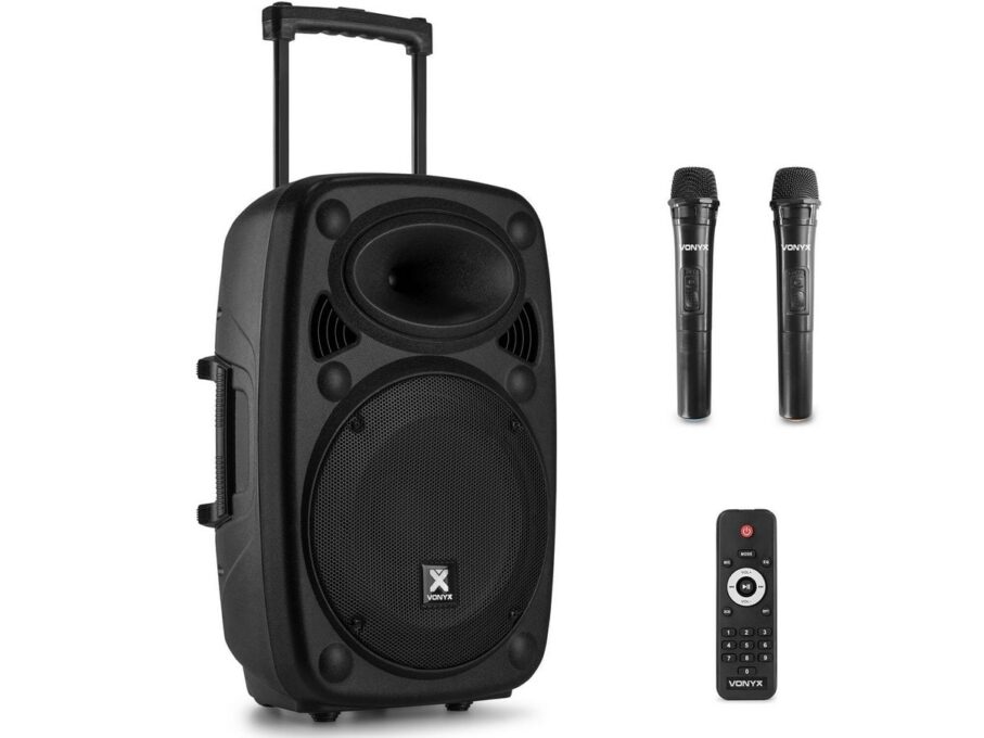 Boxa portabila, 2 microfoane UHF, 400W, woofer 12inch, jack 3.5, 6.3mm, RCA, SD, USB, XLR, Vonyx VERVE38 1 Boxa portabila, 2 microfoane UHF, 400W, woofer 12inch, jack 3.5, 6.3mm, RCA, SD, USB, XLR, Vonyx VERVE38