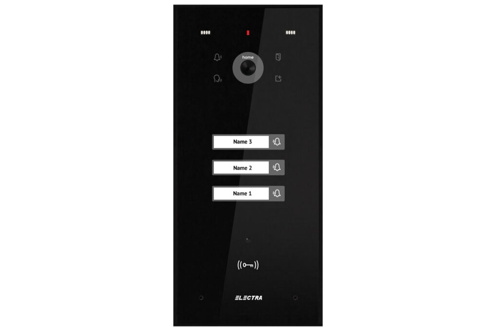 Post exterior videointerfon Electra VPH.03F03.ELBTL, 3 familii, montaj ingropat, IP44, negru