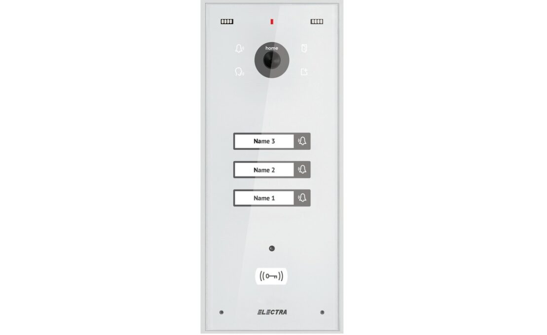Post exterior videointerfon Electra VPH.03S03.ELWTL, 3 familii, montaj aparent, IP44, alb