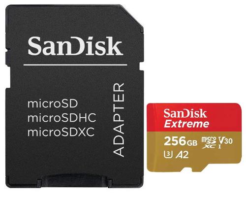 Card de memorie SanDisk Extreme MicroSDXC, 256GB, UHS-I U3, Clasa 10, V30 + Adaptor SD 1 Card de memorie SanDisk Extreme MicroSDXC, 256GB, UHS-I U3, Clasa 10, V30 + Adaptor SD