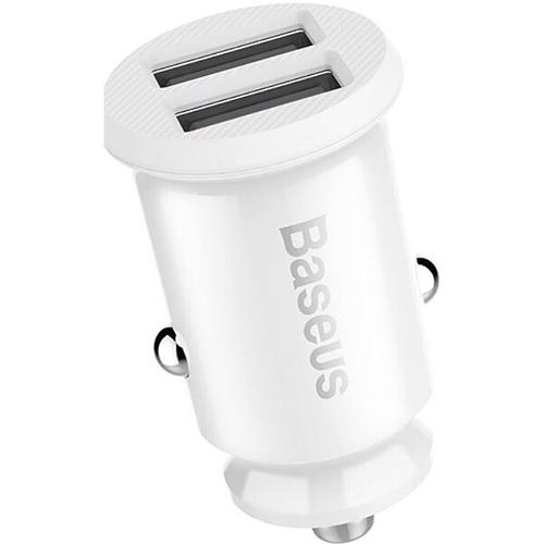 Incarcator auto Baseus Grain USB, 2 x USB, 3.1A, Alb 1 Incarcator auto Baseus Grain USB, 2 x USB, 3.1A, Alb