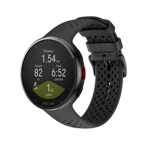 Ceas activity tracker Polar Pacer Pro, Ecran 1.2inch 45mm, Gorilla Glass, GPS, Bluetooth, Monitor cardiac, Waterproof 5 ATM, Monitorizare somn (Gri)