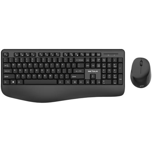 Kit wireless tastatura + mouse Serioux, office, design ergonomic, Negru 1 Kit wireless tastatura + mouse Serioux, office, design ergonomic, Negru