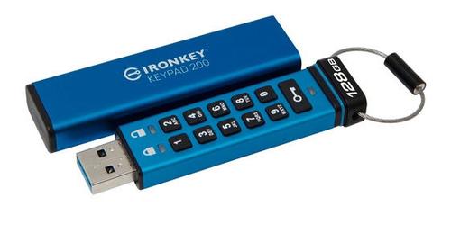 Stick USB Kingston Ironkey Keypad 200, 128GB, USB 3.2 (Albastru) 1 Stick USB Kingston Ironkey Keypad 200, 128GB, USB 3.2 (Albastru)