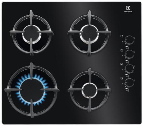 Plita incorporabila Electrolux KGG6407K, Gaz, 4 zone de gatit, Aprindere electrica, 60 cm (Negru)