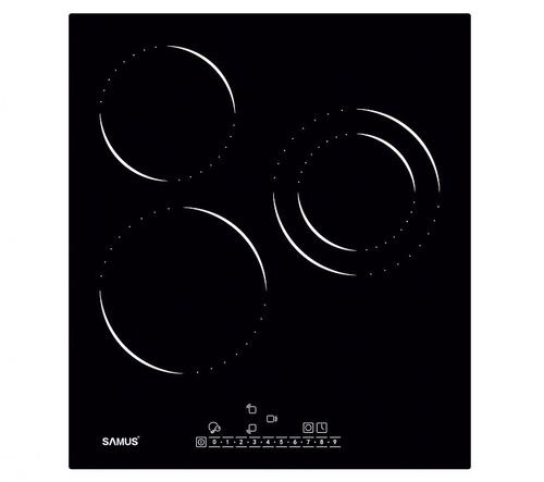 Plita incorporabila Samus PSVE-43BG1, 3 Zone de gatit, Vitroceramica, Touch Control, 9 Trepte, Timer (Negru)