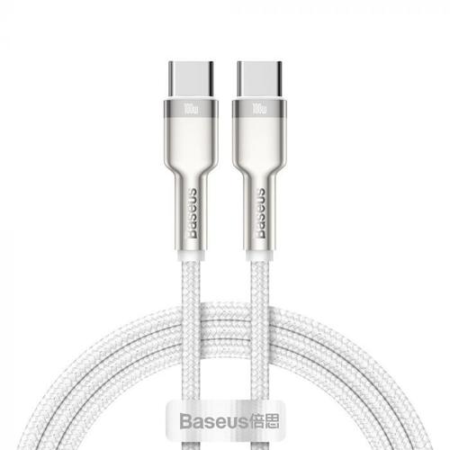 Cablu de date Baseus Cafule Metal CATJK-C02, USB Type-C - USB Type-C, 100W, 1m, impletitura nylon (Alb) 1 Cablu de date Baseus Cafule Metal CATJK-C02, USB Type-C - USB Type-C, 100W, 1m, impletitura nylon (Alb)