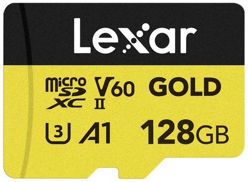 Card de memorie Lexar Professional GOLD, 128GB, microSDXC, UHS-II U3, V60, A1 1 Card de memorie Lexar Professional GOLD, 128GB, microSDXC, UHS-II U3, V60, A1