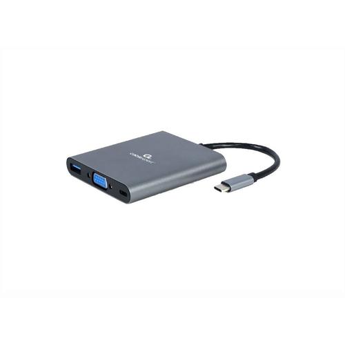 Docking station Gembird Cablexpert, Universal, Conectare PC USB Type C, 1 x USB-C, 1 x USB 3.1, 1 x HDMI, 1 x VGA, PD 60 W, SD, microSD, Audio (Argintiu) 1 Docking station Gembird Cablexpert, Universal, Conectare PC USB Type C, 1 x USB-C, 1 x USB 3.1, 1 x HDMI, 1 x VGA, PD 60 W, SD, microSD, Audio (Argintiu)