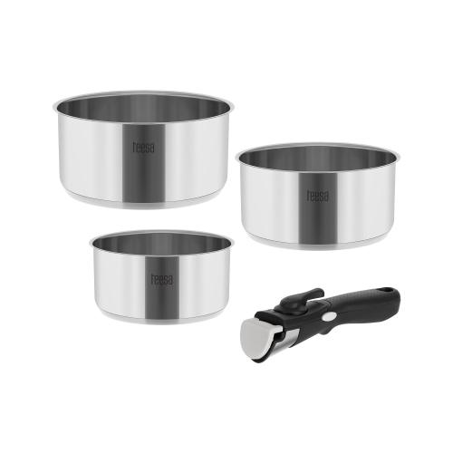 Set 3 oale inox Teesa Cook Expert Single Hand, maner detasabil, 1.6 l, 2.3 l, 3.1 l 1 Set 3 oale inox Teesa Cook Expert Single Hand, maner detasabil, 1.6 l, 2.3 l, 3.1 l