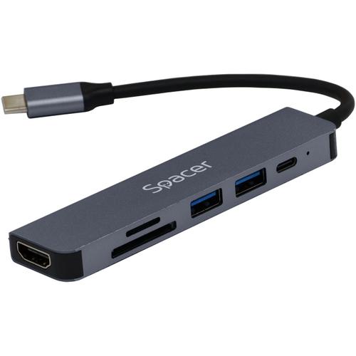 Docking station Spacer 6 in 1, conectare Type-C, USB 3.0 x 2, PD 3.0 x 1 (87W), HDMI x 1, 4K (30Hz), SD card x 1, TF (MicroSD card) x 1, aluminiu (Gri) 1 Docking station Spacer 6 in 1, conectare Type-C, USB 3.0 x 2, PD 3.0 x 1 (87W), HDMI x 1, 4K (30Hz), SD card x 1, TF (MicroSD card) x 1, aluminiu (Gri)