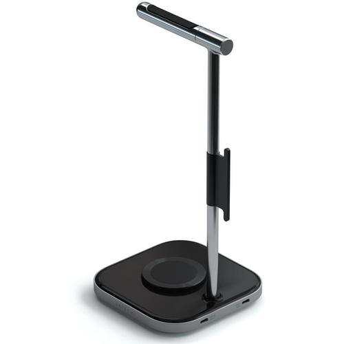 Suport Satechi 2-IN-1 casti si incarcator wireless USB-C cablu inclus, adaptorul priza nu este inclus, Gri 1 Suport Satechi 2-IN-1 casti si incarcator wireless USB-C cablu inclus, adaptorul priza nu este inclus, Gri