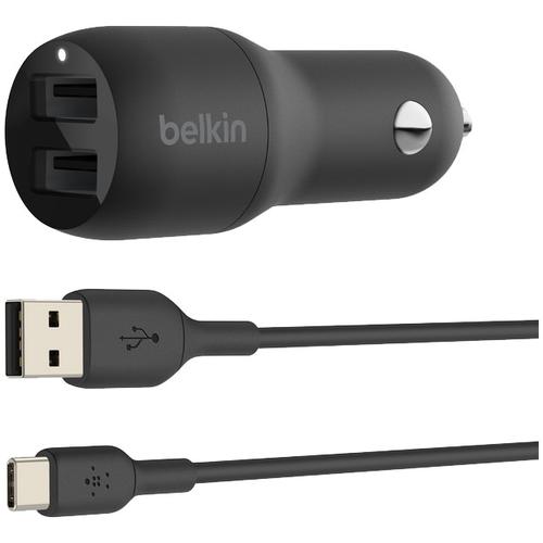 Incarcator auto Belkin, Boost Charge, Dual, USB-A 24W + cablu USB-A LA USB-C, Negru 1 Incarcator auto Belkin, Boost Charge, Dual, USB-A 24W + cablu USB-A LA USB-C, Negru