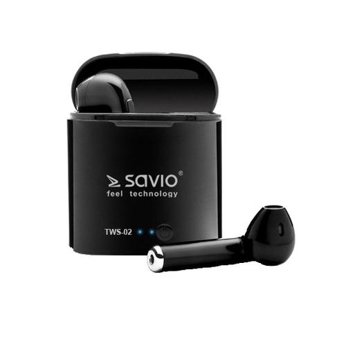Casti True Wireless Savio TWS-02, Bluetooth, Microfon (Negru) 2 Casti True Wireless Savio TWS-02, Bluetooth, Microfon (Negru) - imagine 2