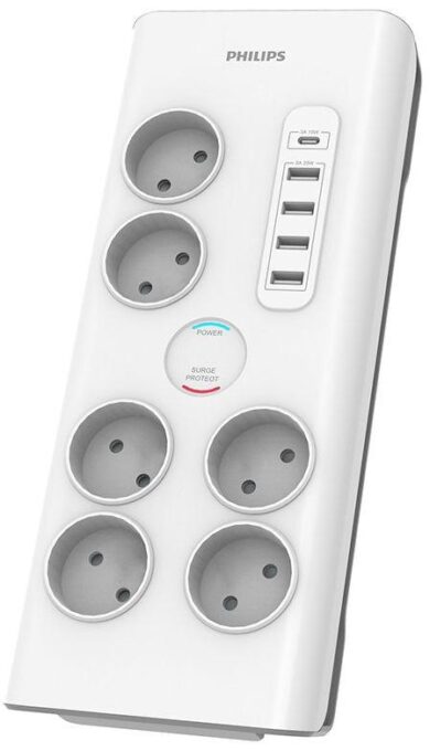 Prelungitor Philips SPN7060WA, 6 prize, USB (Alb) 1 Prelungitor Philips SPN7060WA, 6 prize, USB (Alb)