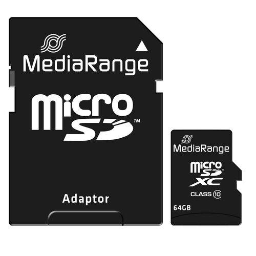 Card de memorie MediaRange MR955, microSDXC, 64 GB, clasa 10 + Adaptor SD 1 Card de memorie MediaRange MR955, microSDXC, 64 GB, clasa 10 + Adaptor SD