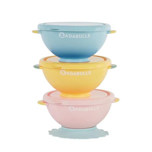 Set 3 boluri colorate Badabulle B005108, 330ml pentru mancare, Suport inclus (Multicolor) 1 Set 3 boluri colorate Badabulle B005108, 330ml pentru mancare, Suport inclus (Multicolor)