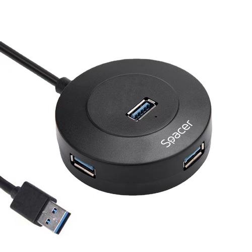 Hub extern Spacer, porturi USB:USB 3.0 X 1, USB 2.0 x 3, conectare prin USB 3.0, cablu 1m, Plastic ABS, Negru 1 Hub extern Spacer, porturi USB:USB 3.0 X 1, USB 2.0 x 3, conectare prin USB 3.0, cablu 1m, Plastic ABS, Negru