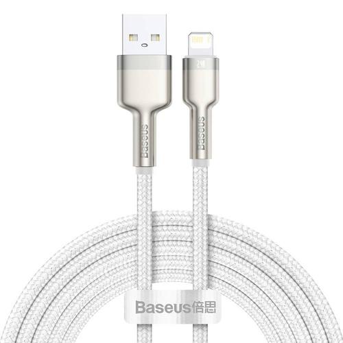 Cablu alimentare si date Baseus, Cafule Metal, Fast Charging, USB - Lightning 2.4A braided 2m, Alb 1 Cablu alimentare si date Baseus, Cafule Metal, Fast Charging, USB - Lightning 2.4A braided 2m, Alb