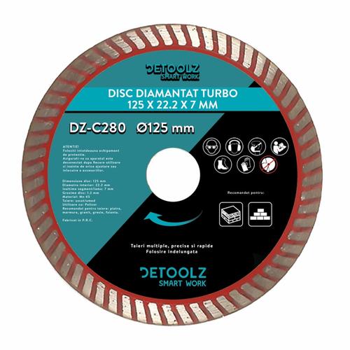 Disc diamantat turbo 125x22.2x7mm Detoolz DZ-C280 1 Disc diamantat turbo 125x22.2x7mm Detoolz DZ-C280