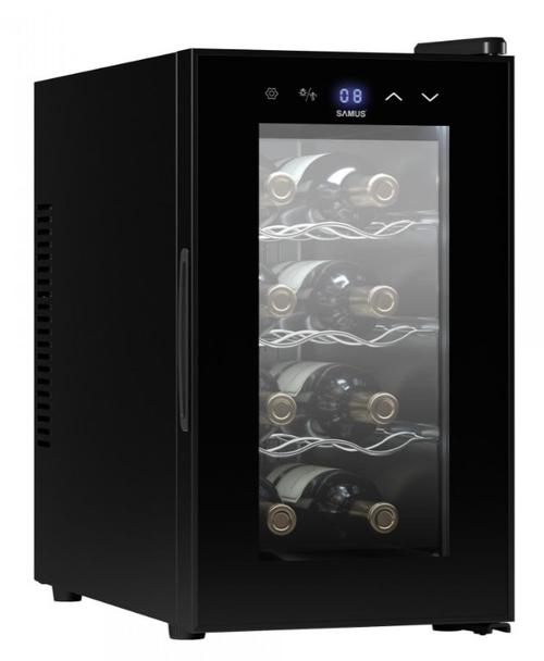 Vitrina de vinuri Samus SRV25CR8, 21 L, Capacitate 8 sticle, Clasa E (Negru)