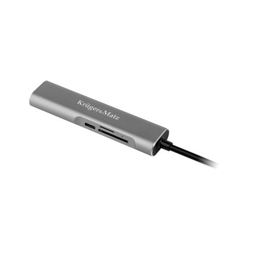 Hub 5 in 1 Kruger&Matz cu porturi HDMI, USB3.0, SD, MicroSD, USB Tip C 1 Hub 5 in 1 Kruger&Matz cu porturi HDMI, USB3.0, SD, MicroSD, USB Tip C