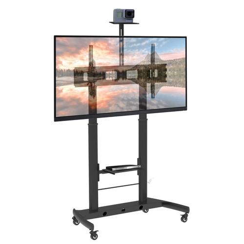 Stand TV mobil pe roti, 52-110 inch, 2 rafturi suport multimedia, TECHLY, negru, ICA-TR45 1 Stand TV mobil pe roti, 52-110 inch, 2 rafturi suport multimedia, TECHLY, negru, ICA-TR45