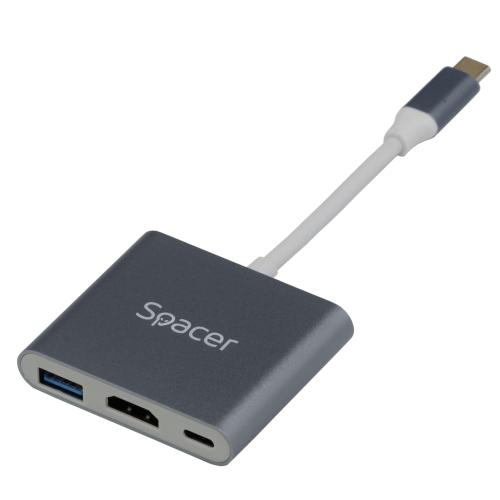 Docking Station universal 3 in 1 conectare laptop sau PC usb Type-C, Gri 1 Docking Station universal 3 in 1 conectare laptop sau PC usb Type-C, Gri