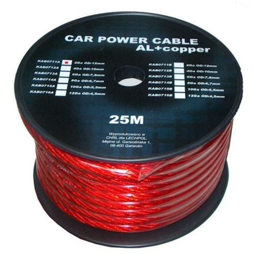 Cablu de putere din aluminiu + cupru 2GA, 33.62 x 12 mm, 25 m, Rosu 1 Cablu de putere din aluminiu + cupru 2GA, 33.62 x 12 mm, 25 m, Rosu