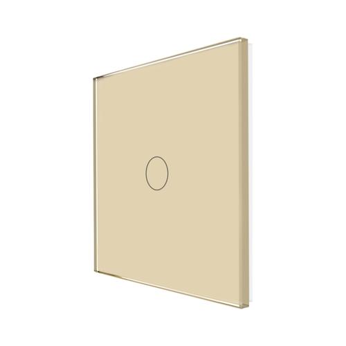Panou Intrerupator Simplu cu Touch Din Sticla LUXION, Auriu 1 Panou Intrerupator Simplu cu Touch Din Sticla LUXION, Auriu