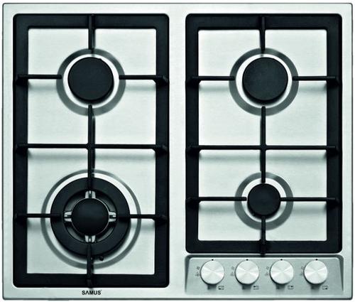 Plita incorporabila Samus PSG-64SX1, Gaz, 4 arzatoare, Arzator Wok, Sistem de siguranta (Inox)