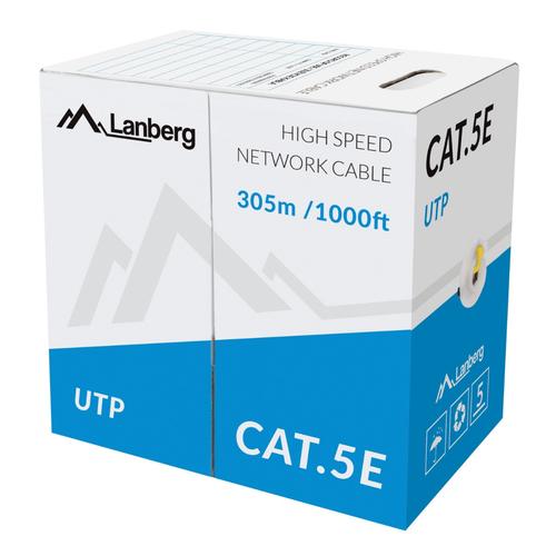Rola cablu UTP, Lanberg 42763, cat5e, lungime 305m, AWG 24, 100 MHz, solid CCA, ethernet 1 Rola cablu UTP, Lanberg 42763, cat5e, lungime 305m, AWG 24, 100 MHz, solid CCA, ethernet