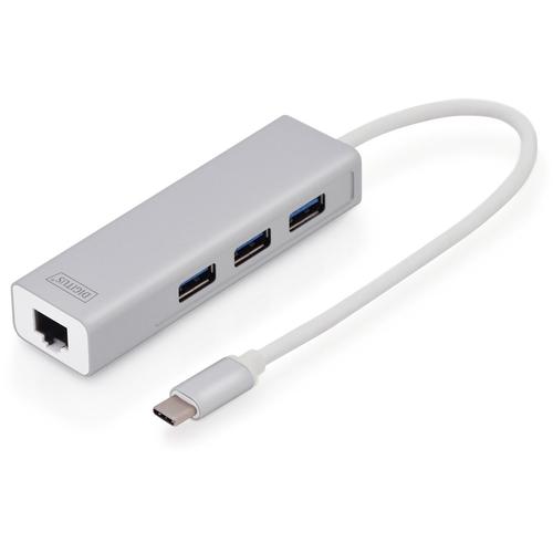 HUB USB 3.0, 3 porturi, Type C, port Gigabit LAN, Digitus 1 HUB USB 3.0, 3 porturi, Type C, port Gigabit LAN, Digitus