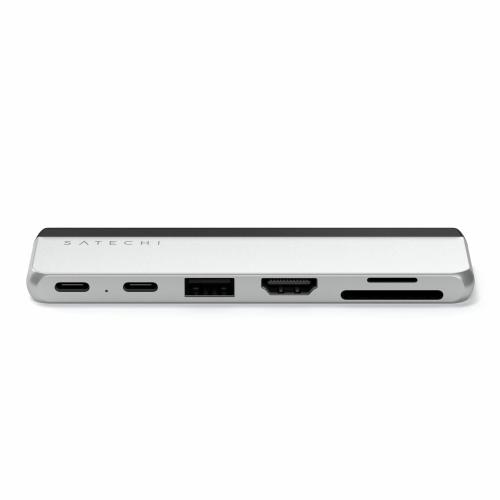 Hub USB-C dublu Satechi pentru Surface Pro 9, Argintiu 1 Hub USB-C dublu Satechi pentru Surface Pro 9, Argintiu