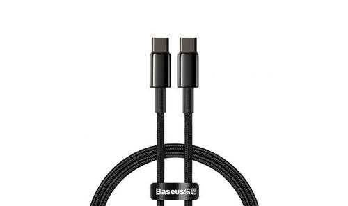 Cablu de date Baseus Tungsten Gold CATWJ-01, Fast Charging, USB Type-C - USB Type-C, 100W , 1m, impletitura nylon (Negru) 1 Cablu de date Baseus Tungsten Gold CATWJ-01, Fast Charging, USB Type-C - USB Type-C, 100W , 1m, impletitura nylon (Negru)