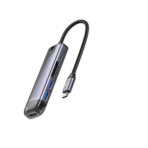 Hub USB Mcdodo HU-7750, 5 in 1 Type-C, USB 3.0 x 3+HDMI+PD (Gri) 1 Hub USB Mcdodo HU-7750, 5 in 1 Type-C, USB 3.0 x 3+HDMI+PD (Gri)
