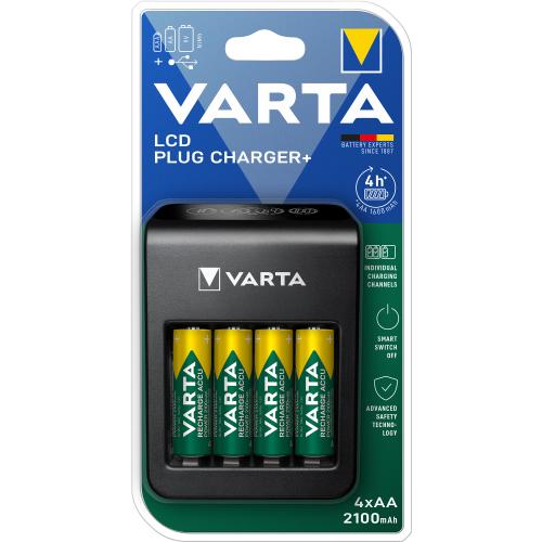 Incarcator VARTA, LCD Plug + 4 baterii AA, 2100 mAh, Multicolor 1 Incarcator VARTA, LCD Plug + 4 baterii AA, 2100 mAh, Multicolor