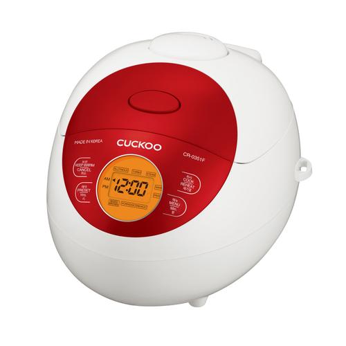 Aparat pentru gatit orez sub presiune CUCKOO CR-0351F, Acesorii incluse, 5 Programe, 425 W, 0.54 l, Vas detasabil, Display LED, Alb/Rosu 1 Aparat pentru gatit orez sub presiune CUCKOO CR-0351F, Acesorii incluse, 5 Programe, 425 W, 0.54 l, Vas detasabil, Display LED, Alb/Rosu