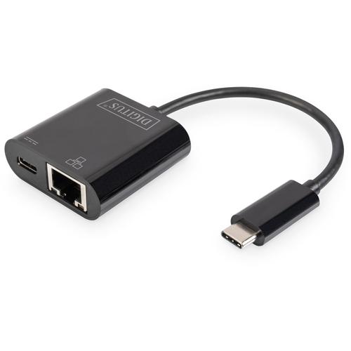 Adaptor Digitus DN-3027, USB 3.0 - Ethernet Gigabit, Type C+Power Delivery (Negru) 1 Adaptor Digitus DN-3027, USB 3.0 - Ethernet Gigabit, Type C+Power Delivery (Negru)