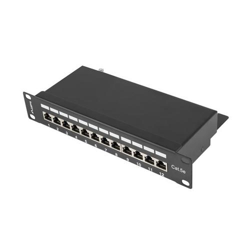 Panou de conexiuni, Lanberg , 12 porturi , 1U , cat 5e , 10 ”, Negru 1 Panou de conexiuni, Lanberg , 12 porturi , 1U , cat 5e , 10 ”, Negru