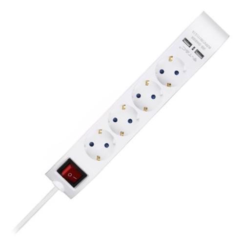 Prelungitor V-TAC SKU-8808, 4 prize, lungime cablu 1.4 m, 2 USB (Alb) 1 Prelungitor V-TAC SKU-8808, 4 prize, lungime cablu 1.4 m, 2 USB (Alb)