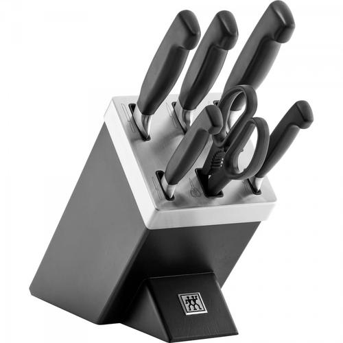 Set 5 cutite Zwilling, Inox, Cu ascutitor si foarfeca, Negru/Argintiu 1 Set 5 cutite Zwilling, Inox, Cu ascutitor si foarfeca, Negru/Argintiu