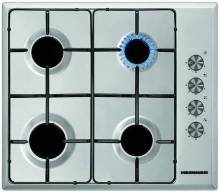 Plita incorporabila Heinner HBH-S584I-IX, Gaz, 4 arzatoare, Aprindere electrica (Inox)