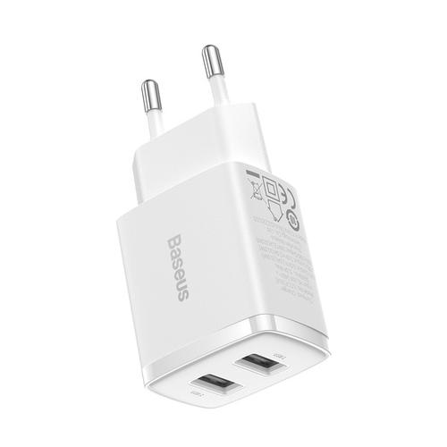 Incarcator retea Compact 2U, Baseus, 2x USB-A 10.5W 2A (Alb) 1 Incarcator retea Compact 2U, Baseus, 2x USB-A 10.5W 2A (Alb)