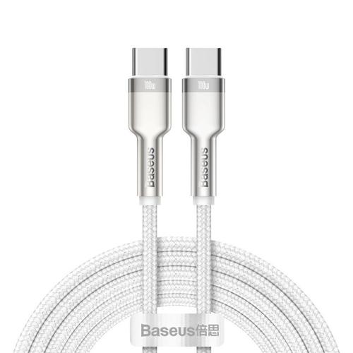 Cablu alimentare si date Baseus, Cafule Metal, Fast Charging, USB Type-C la USB Type-C 100W braided 2m, Alb 1 Cablu alimentare si date Baseus, Cafule Metal, Fast Charging, USB Type-C la USB Type-C 100W braided 2m, Alb