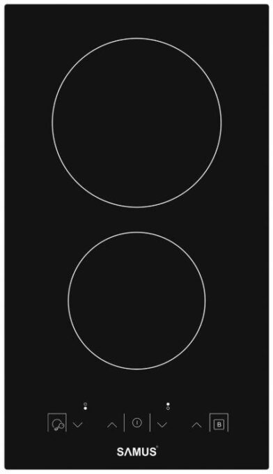 Plita incorporabila Samus PSVE-32BG3, Vitroceramica, 2 Zone de gatit (Negru)