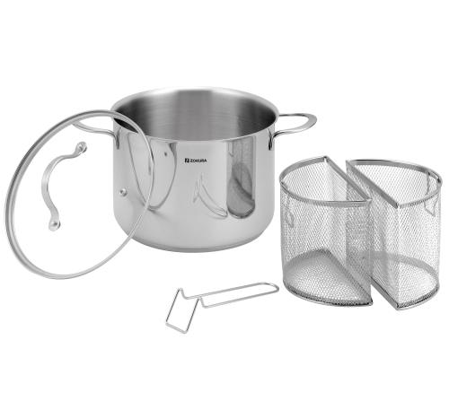 Oala pentru paste, cu 2 cosuri, inox, 22cm/6L - Zokura 1 Oala pentru paste, cu 2 cosuri, inox, 22cm/6L - Zokura